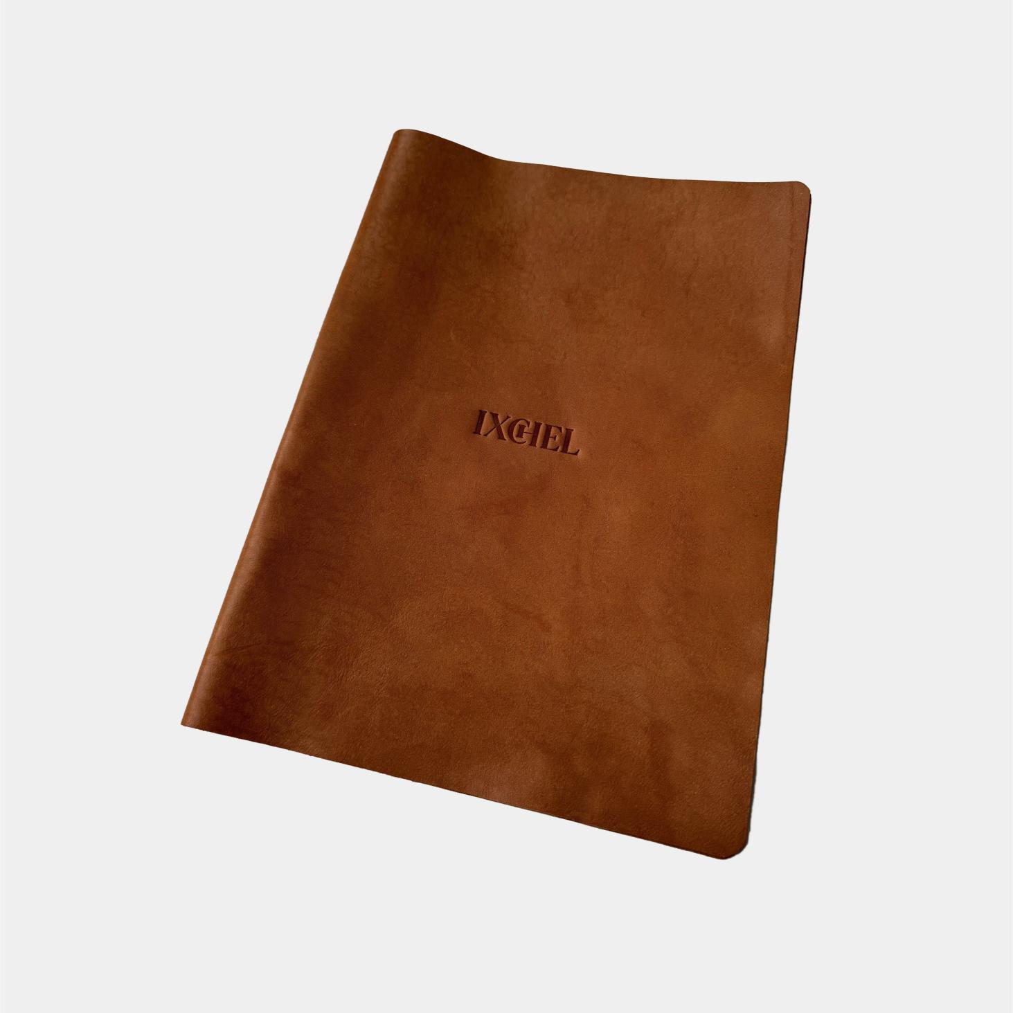 A4 soft leather menu cover with suede string
