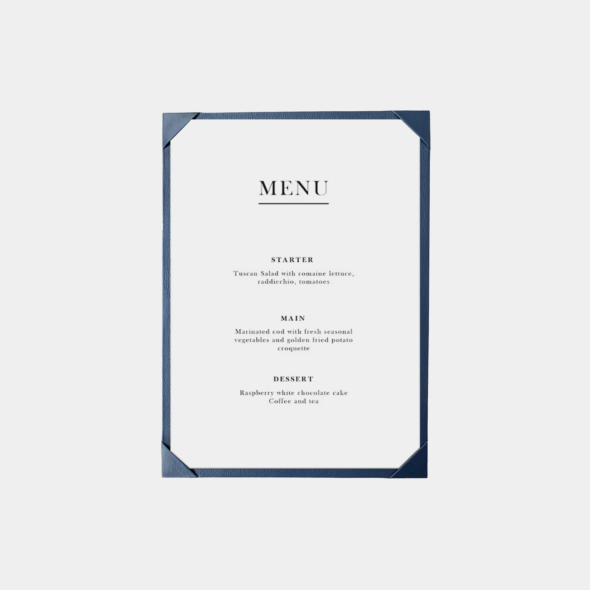 A4 leather menu board to hold one piece of paper menu