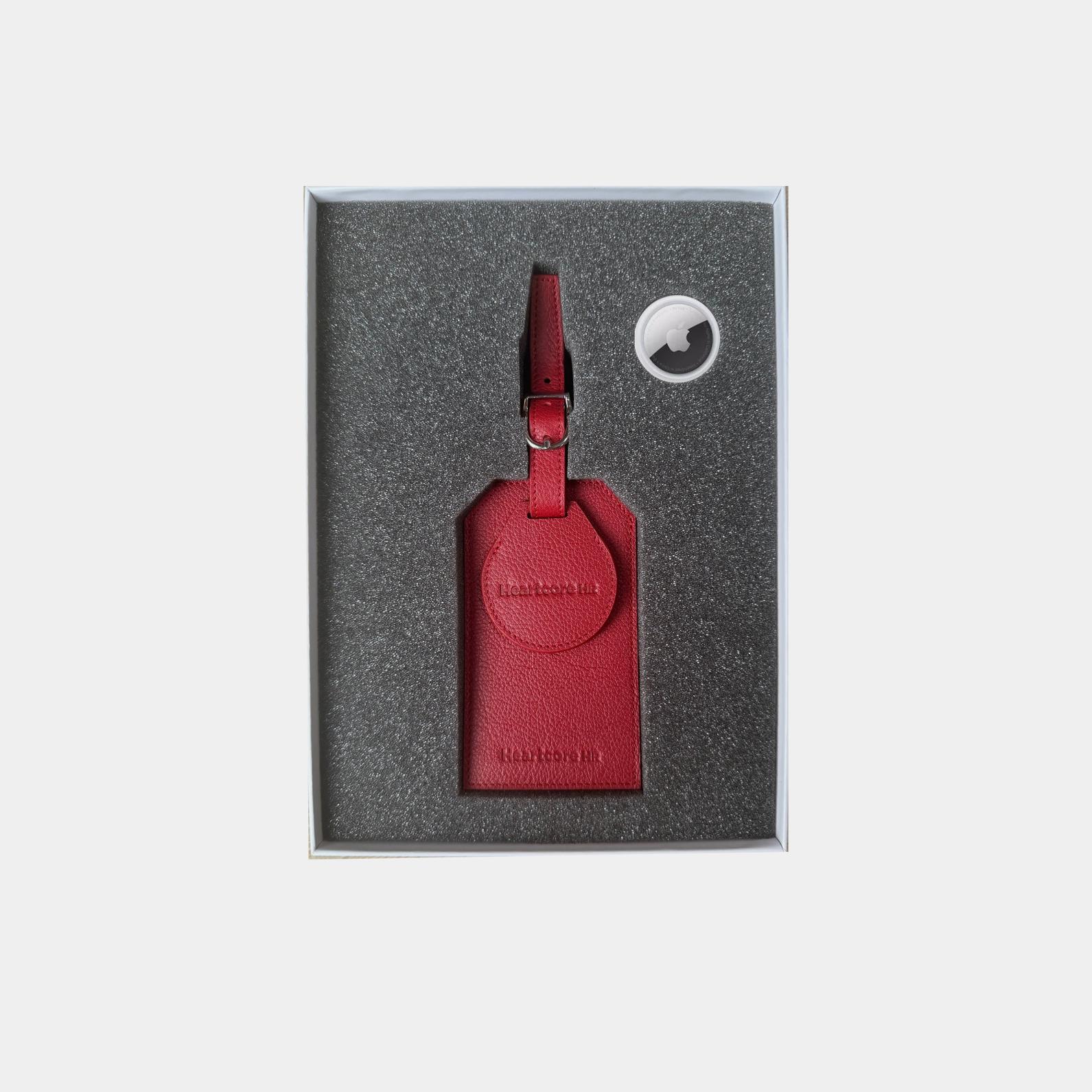 Leather AirTag Pouch with luggage tag for travelling