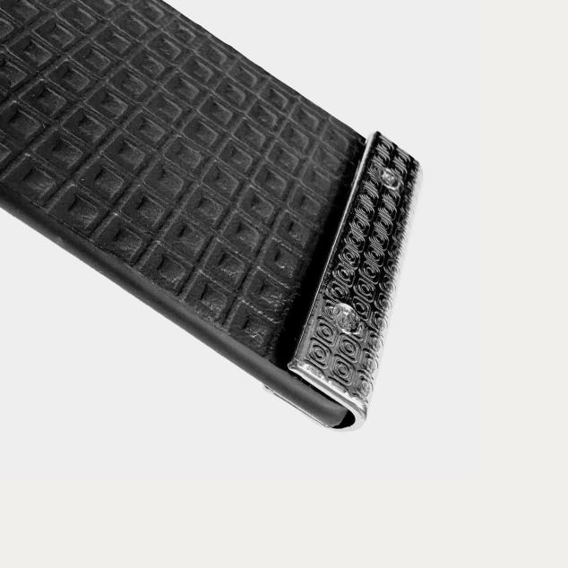 Luxury leather bookmark with silver cap, stamped with your company logo