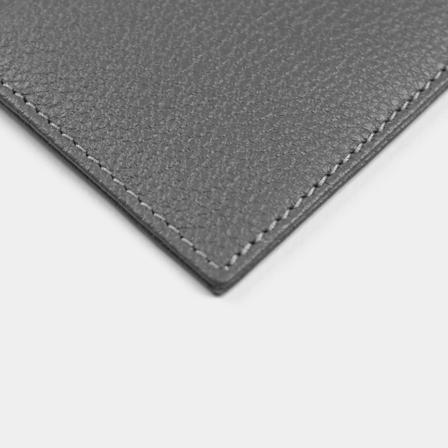 Fine grain leather flat slimline card case for credit cards and business cards, branded with your company logo