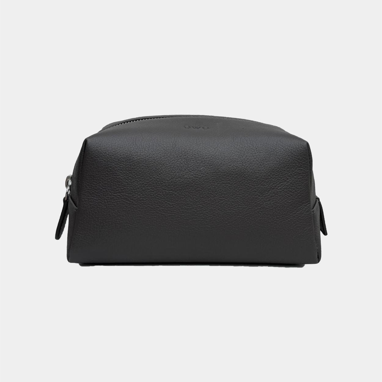 Medium leather wash bag designed for travelling, embossed with your company logo for corporate gifting.