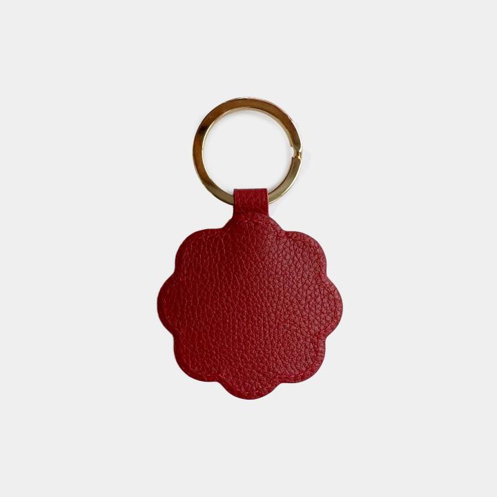Leather flower shaped keyring 