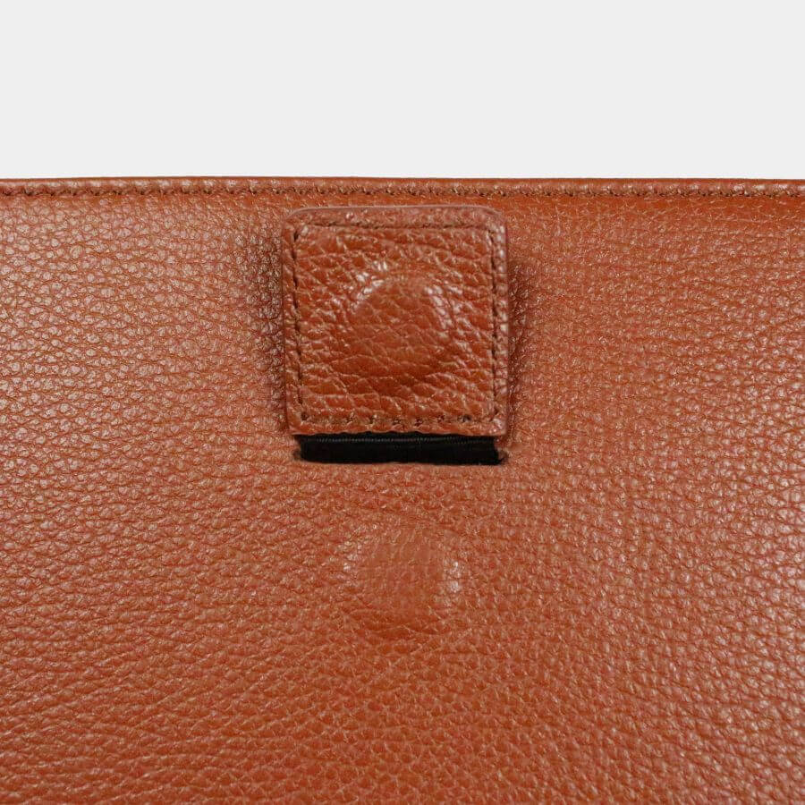Fine grain leather iPad or tablet case to store device, slip case with pull through tab