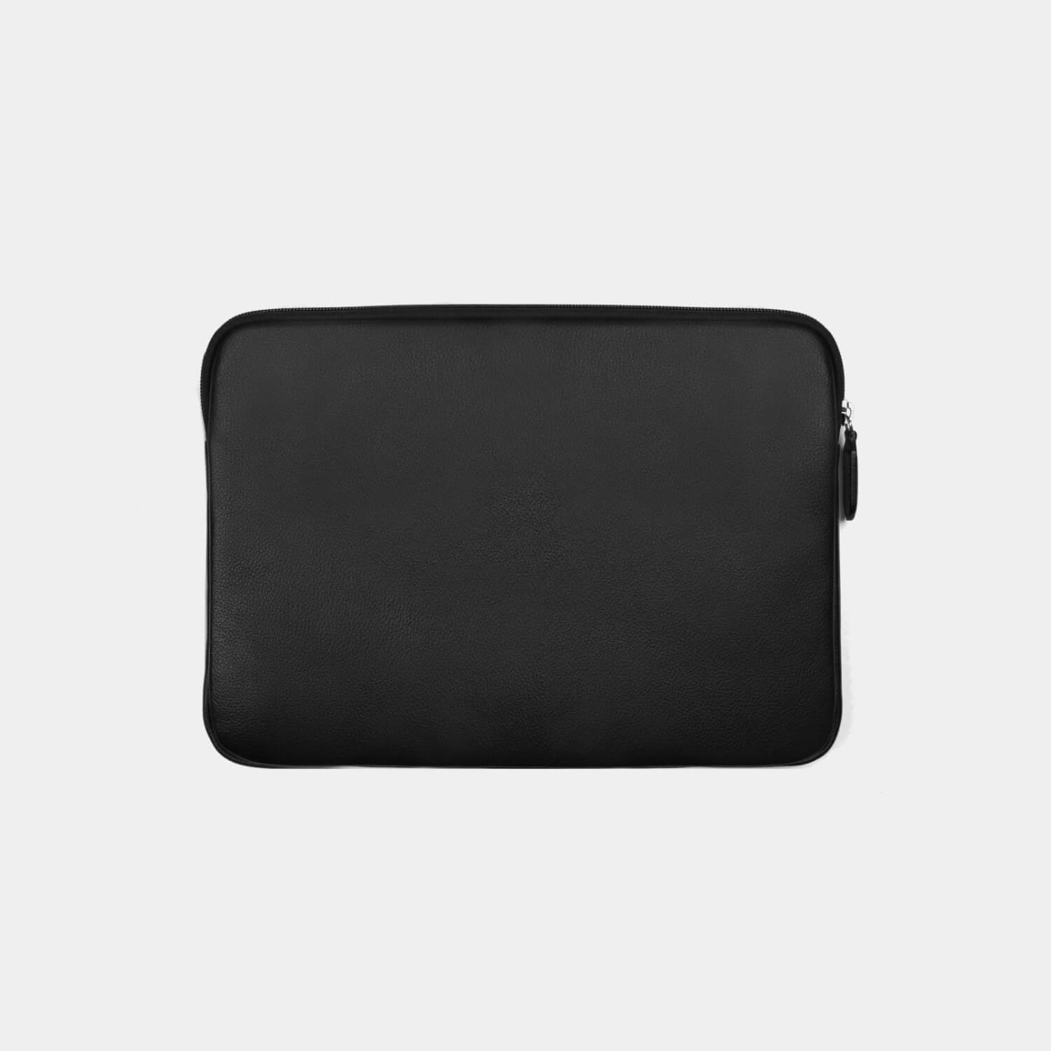 Fine grain leather laptop case with nylon zip and slip pocket on the inside