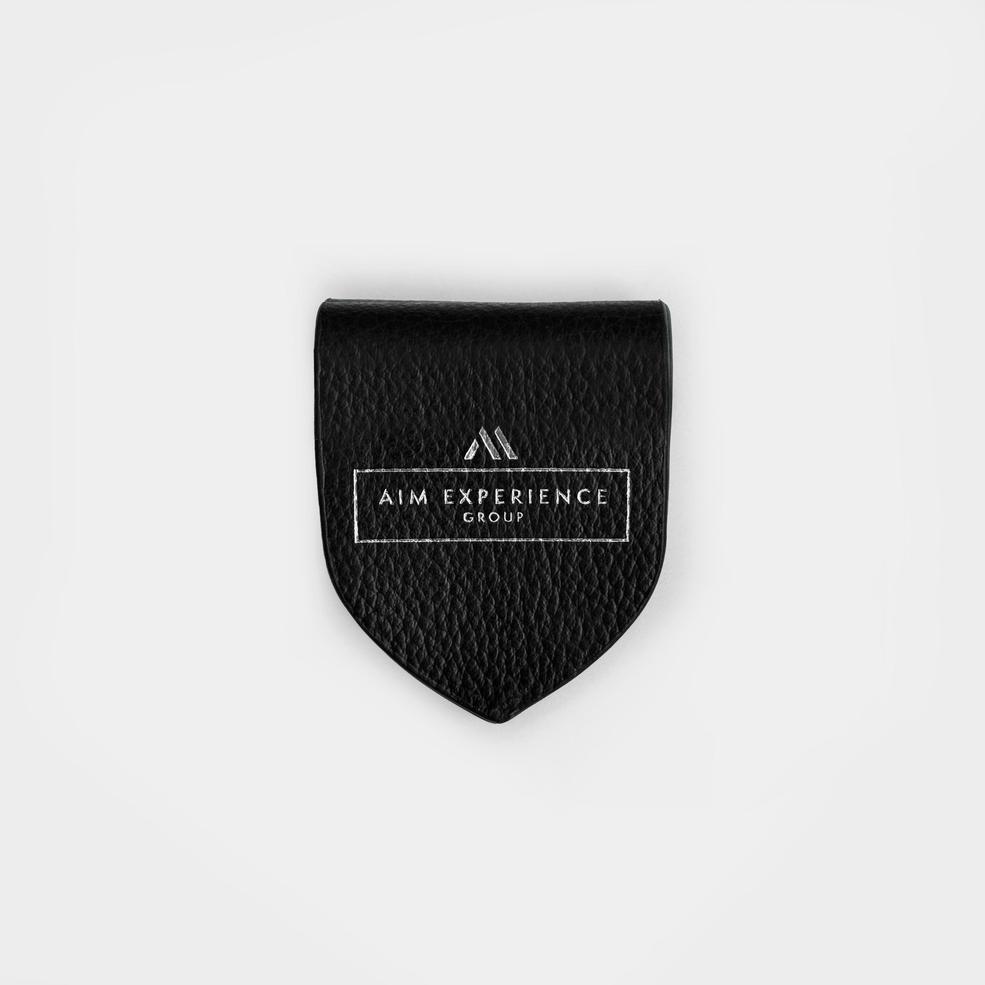 Large leather cable tidy designed to hold a multi-purpose cable or two charging cables, with your company logo