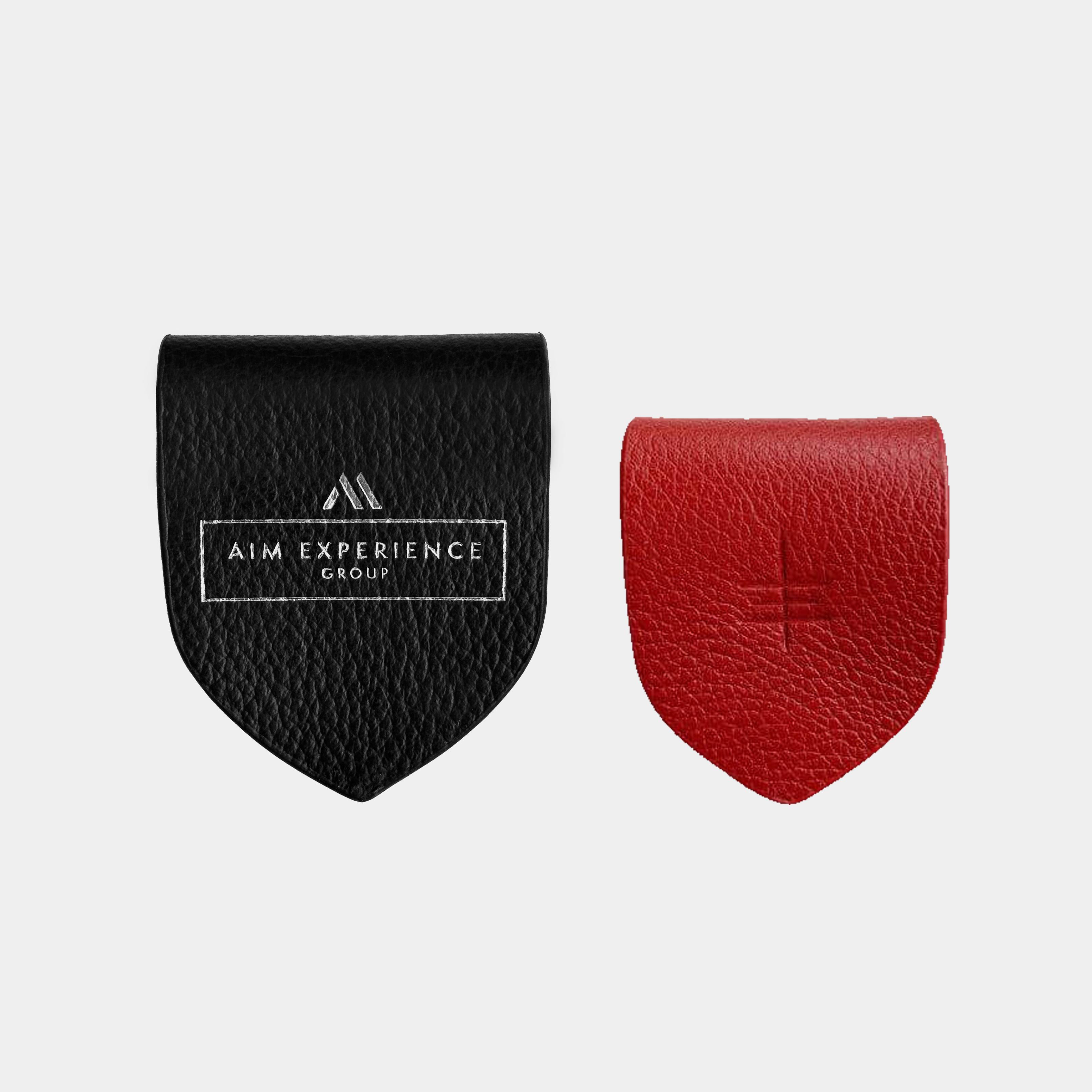 Large leather cable tidy designed to hold a multi-purpose cable or two charging cables, with your company logo