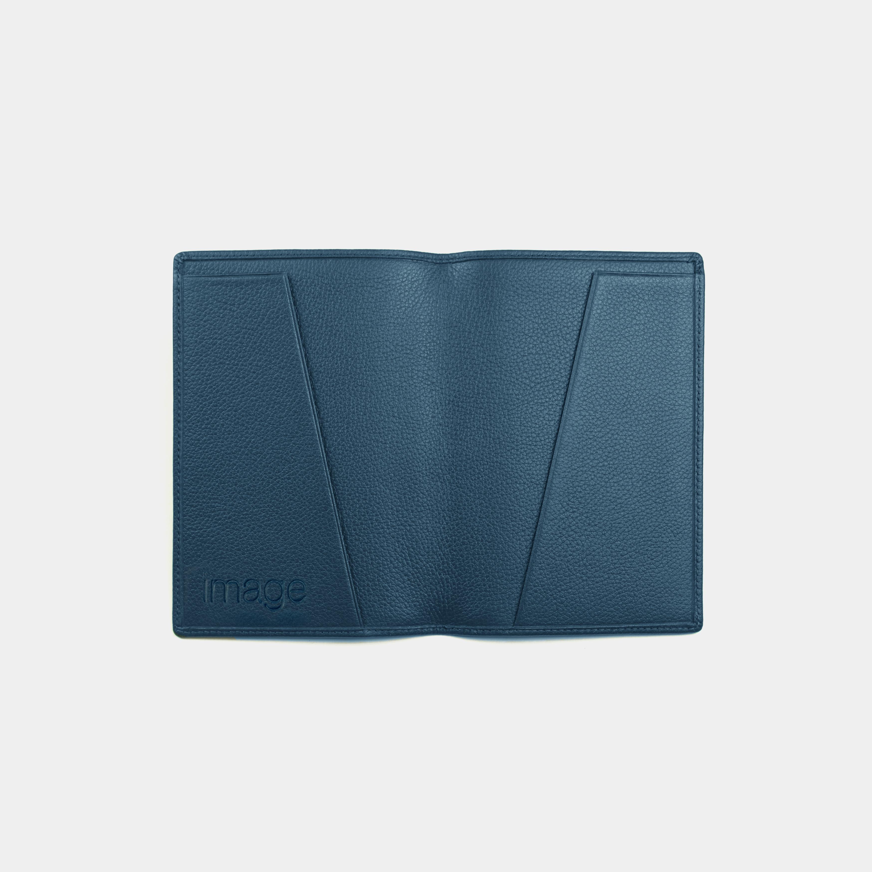 Fine grain leather passport case for passport and boarding pass, travel documents