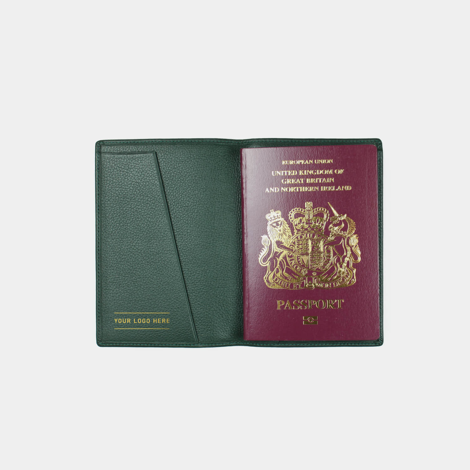 Fine grain leather passport case for passport and boarding pass, travel documents