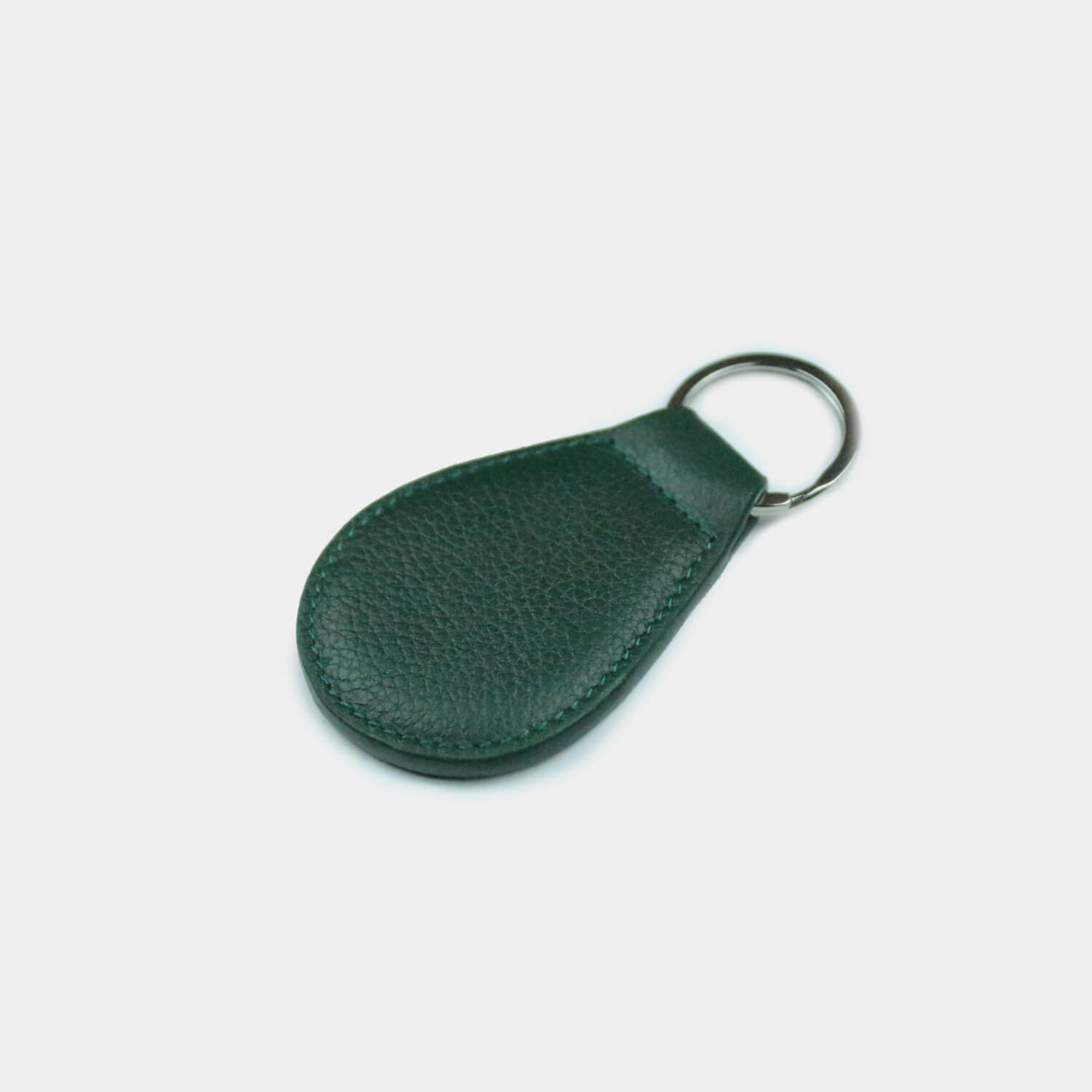 Fine grain leather pear shaped keyring with gold or silver split ring, branded with your company logo