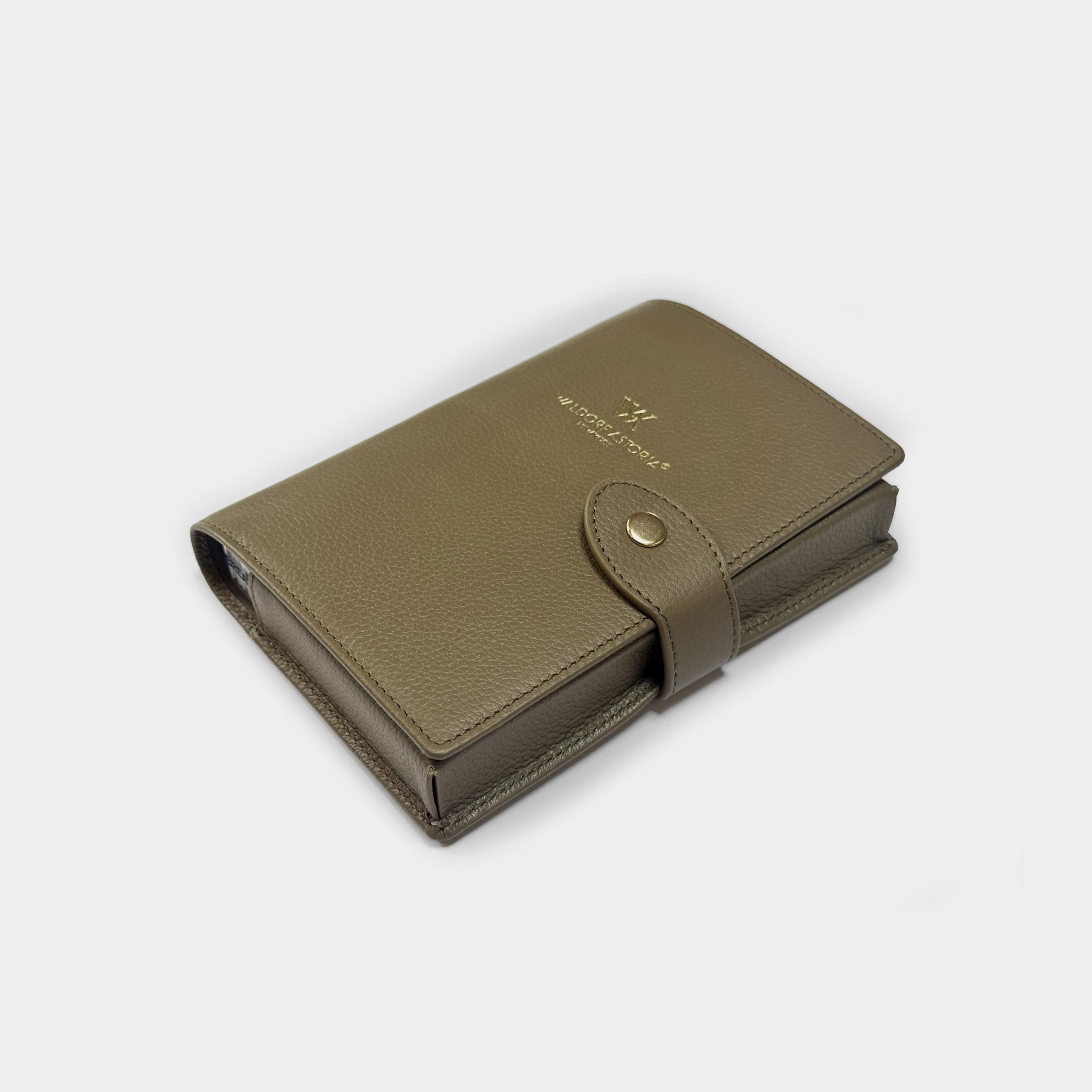 Full grain leather pill case with individual daily compartments to store vitamins and pills