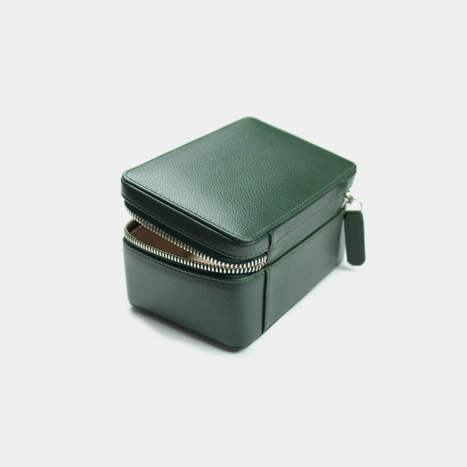 Fine grain leather medium rectangular jewellery case for valuables and cables, branded with your company logo