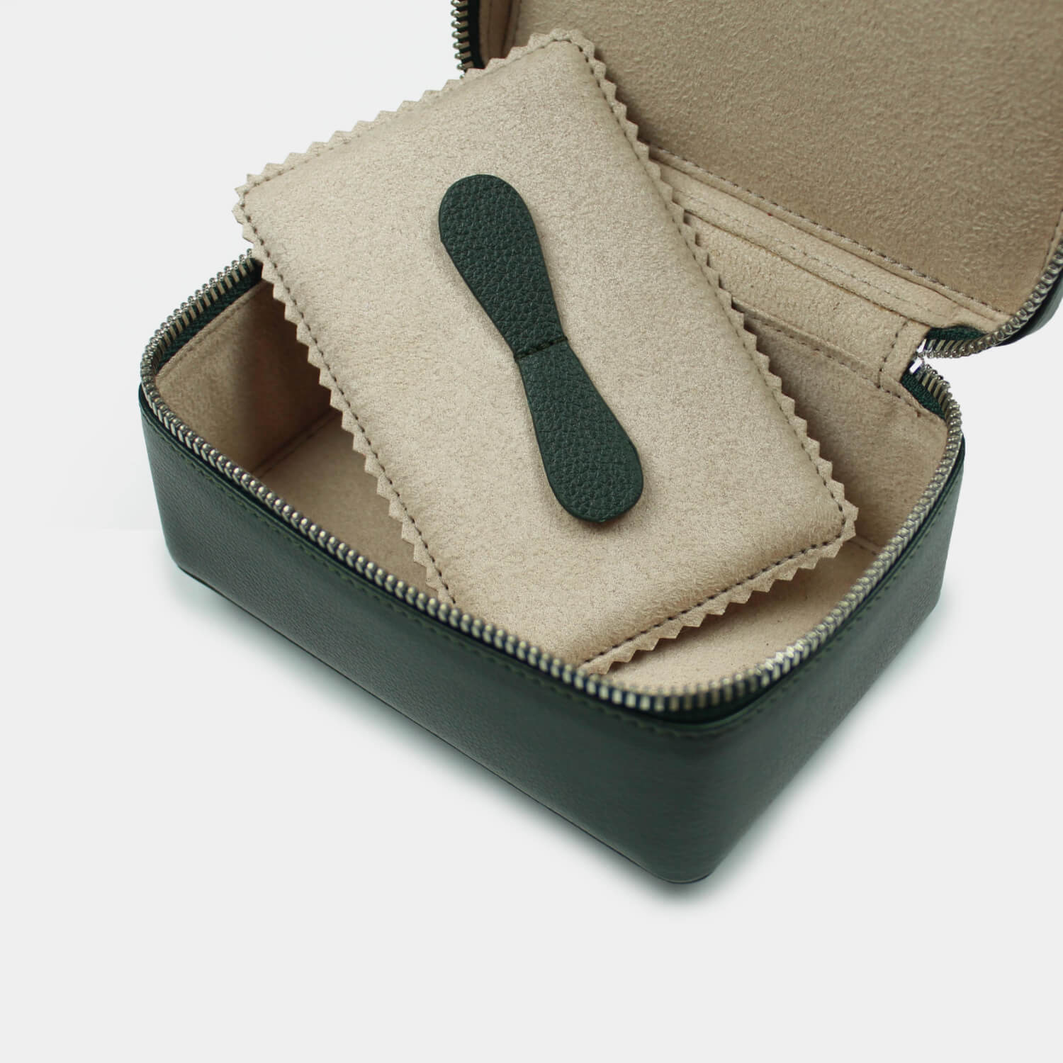 Fine grain leather medium rectangular jewellery case for valuables and cables, branded with your company logo