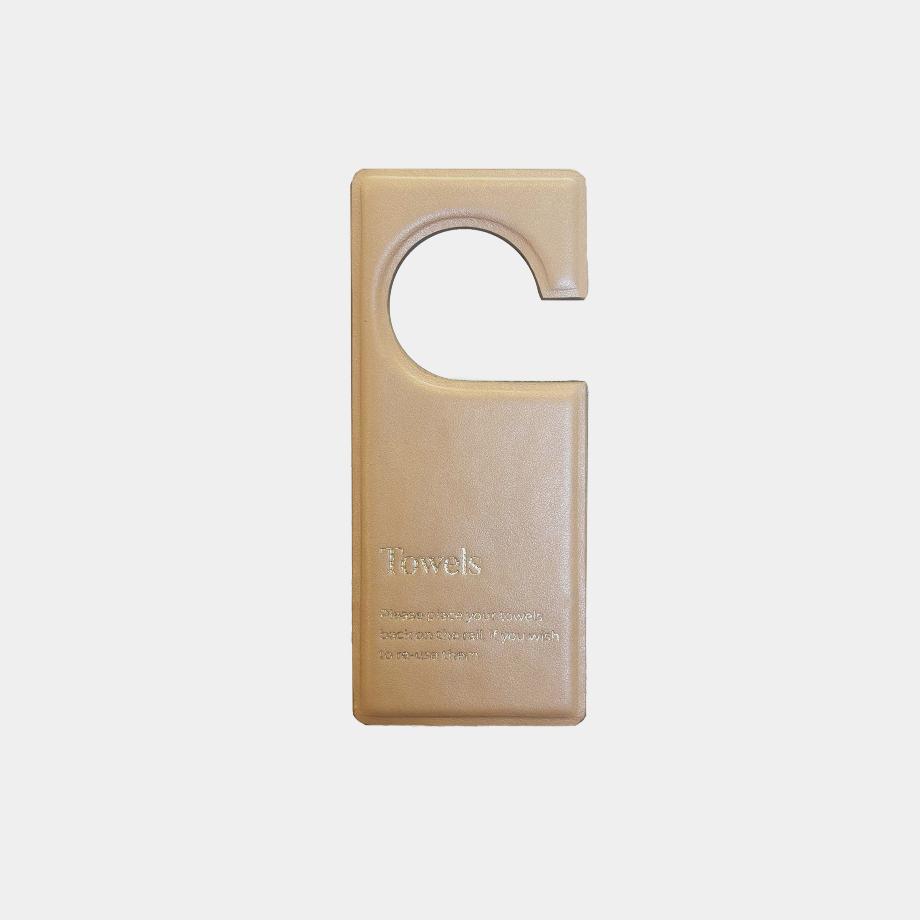 Leather do not disturb sign, padded sign in a rectangular shape