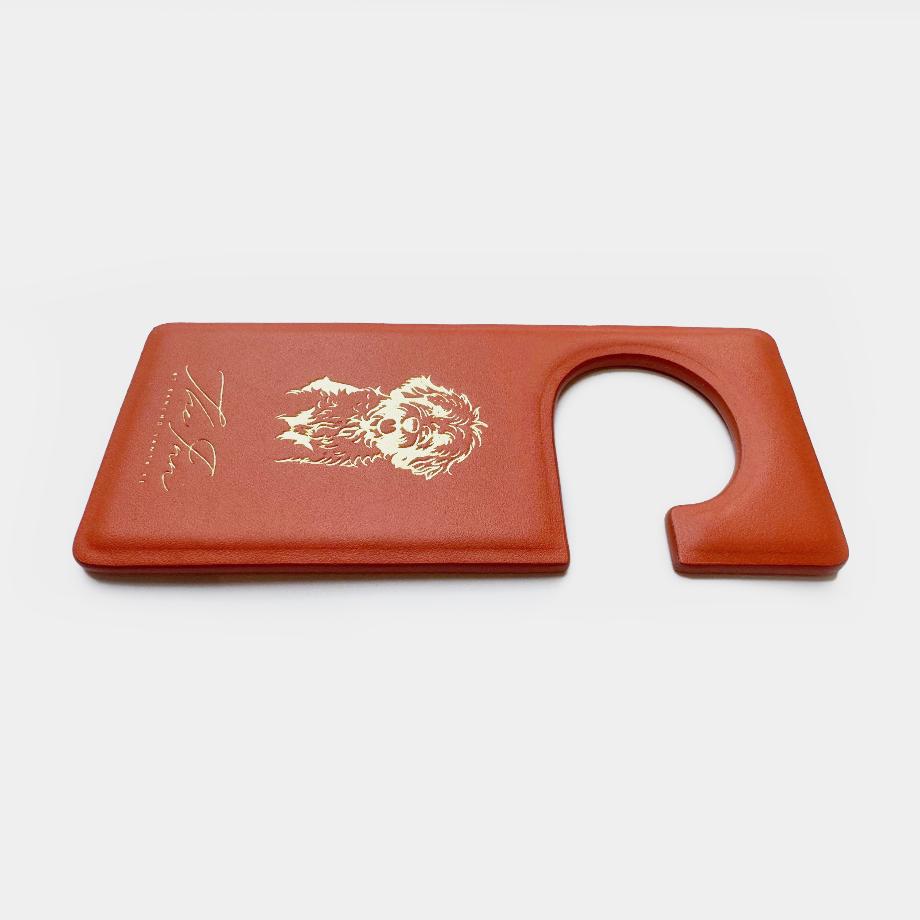 Leather do not disturb sign, padded sign in a rectangular shape