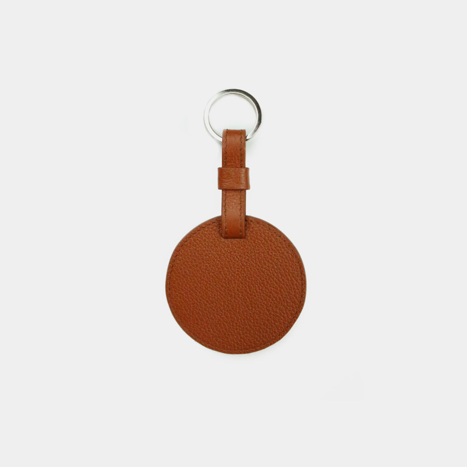 Fine grain leather round keyring with gold or silver split ring, branded with your company logo