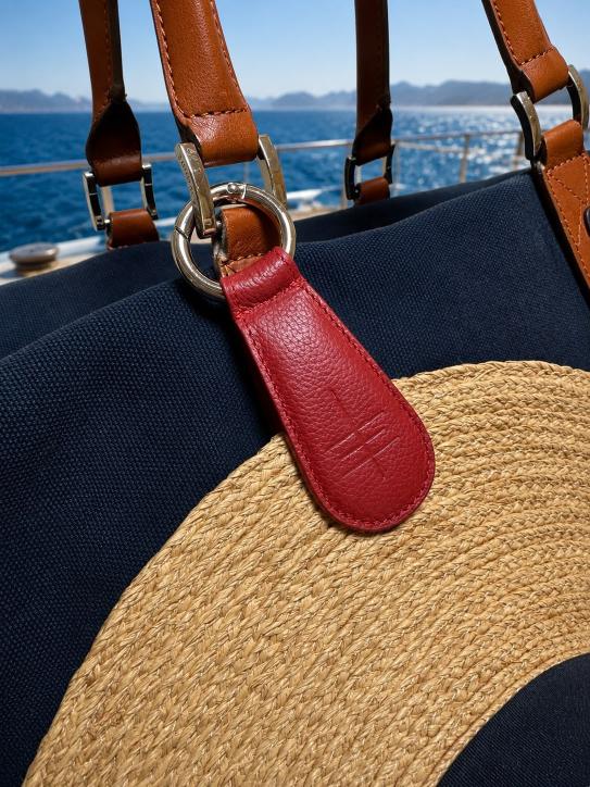Personalised leather magnetic hat clip to attach your hat to your bag for safekeeping and hands free